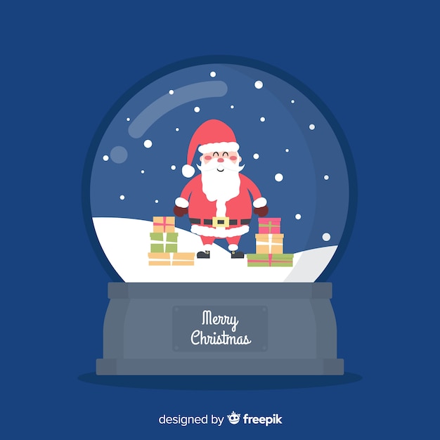 Vector gratuito bola de nieve de navidad globo en diseño plano