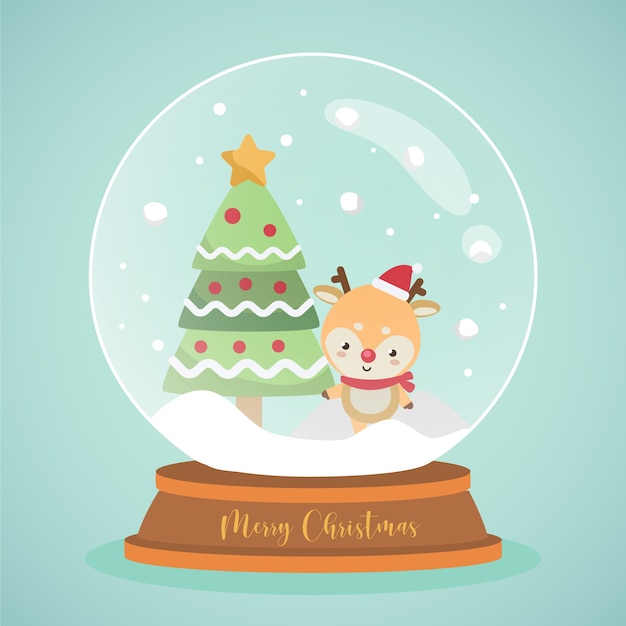 Bola de nieve de Navidad globo en diseño plano