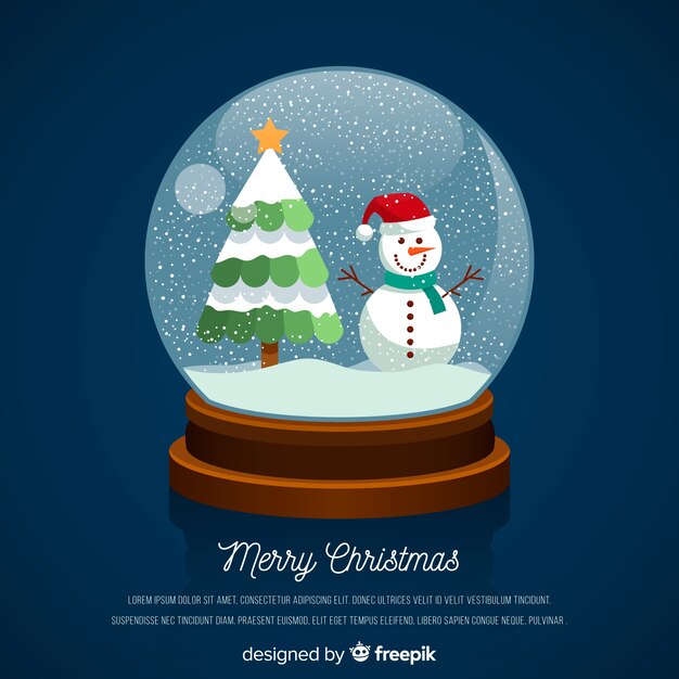 Bola de nieve navidad muñeco de nieve árbol de navidad plano