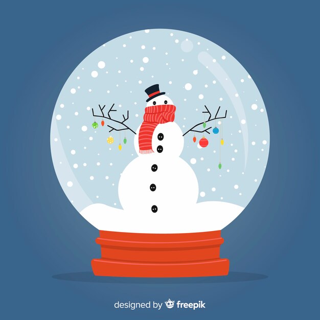 Bola de nieve navidad muñeco de nieve plano