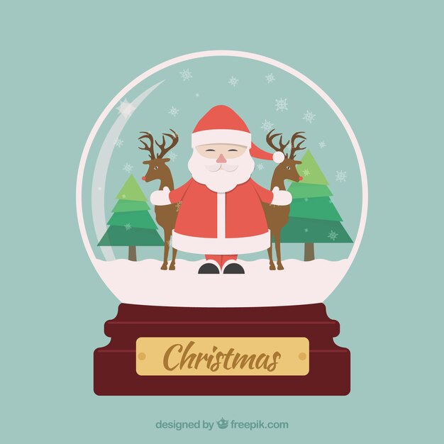 Bola de nieve plana con Papá Noel