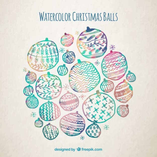 Bolas de navidad de acuarela en estilo abstracto