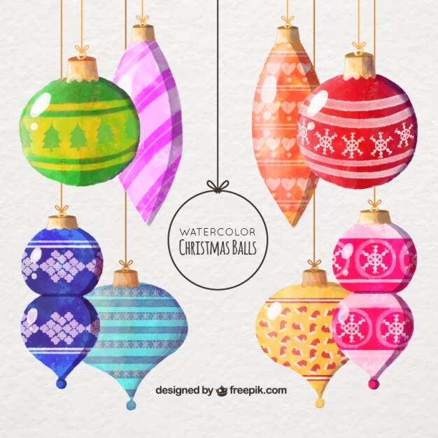 Bolas de navidad de acuarela fantásticas