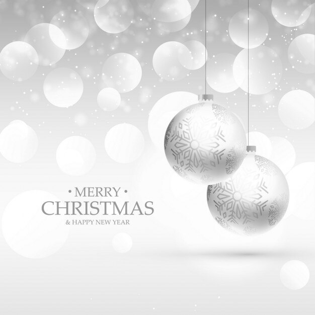 Bolas de navidad blancas sobre un fondo blanco con burbujas