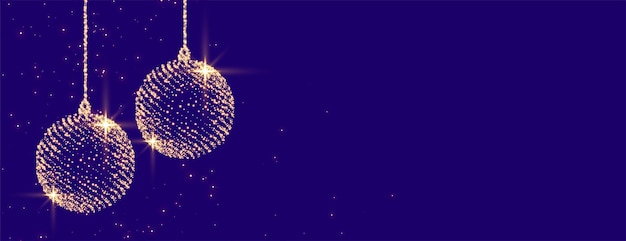 bolas de Navidad brillantes en estilo de partícula con vector de espacio de texto