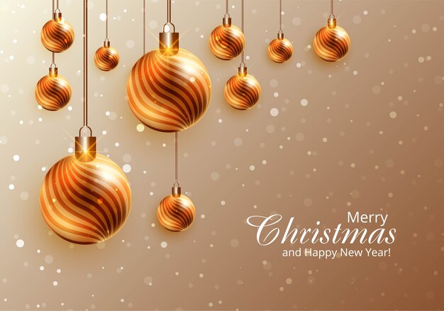 Bolas de Navidad brillantes realistas modernas sobre fondo de tarjeta