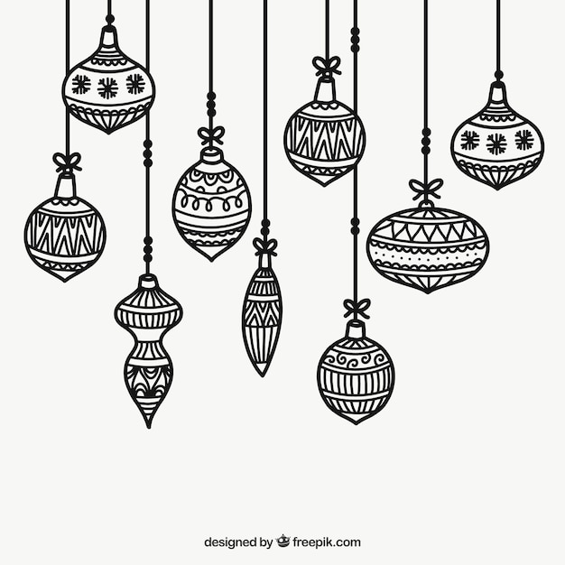 Vector gratuito bolas de navidad decorativas dibujadas a mano