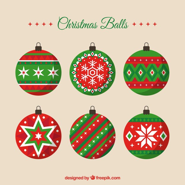 Bolas de navidad decorativas en estilo plano