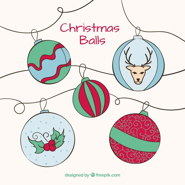 Bolas de navidad dibujada a mano