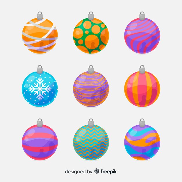 Bolas de navidad en diseño plano