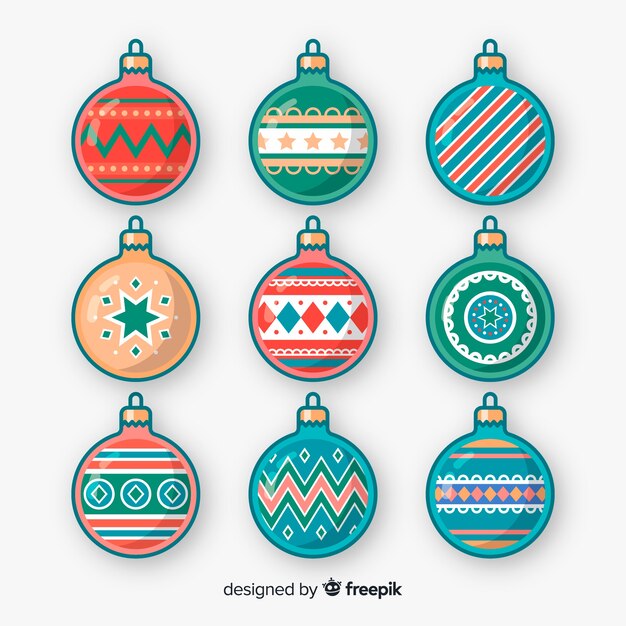 Bolas de navidad en diseño plano