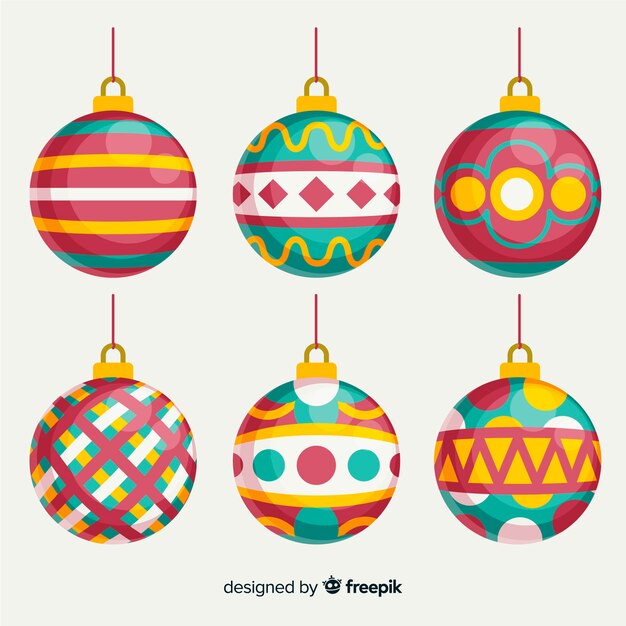 Bolas de navidad en diseño plano