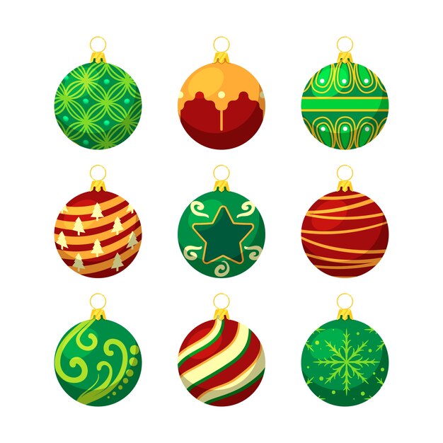 Bolas de navidad en diseño plano