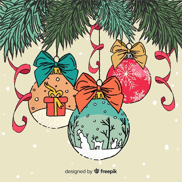 Bolas de Navidad estilo dibujado a mano