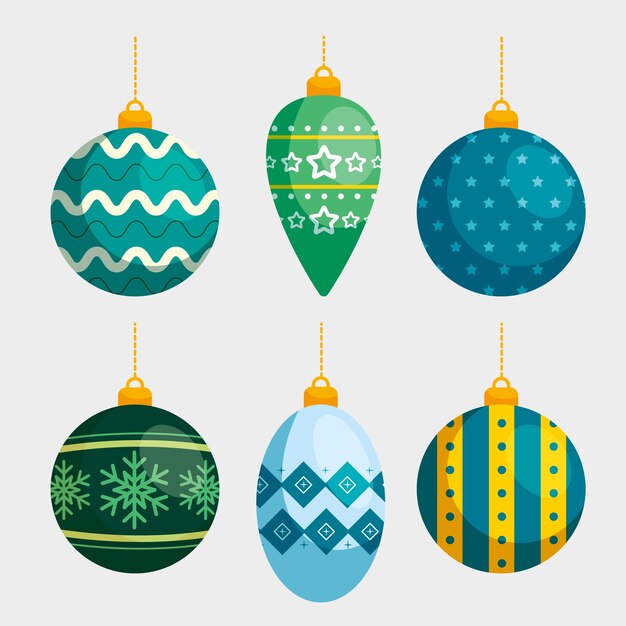 Bolas de navidad pack estilo plano