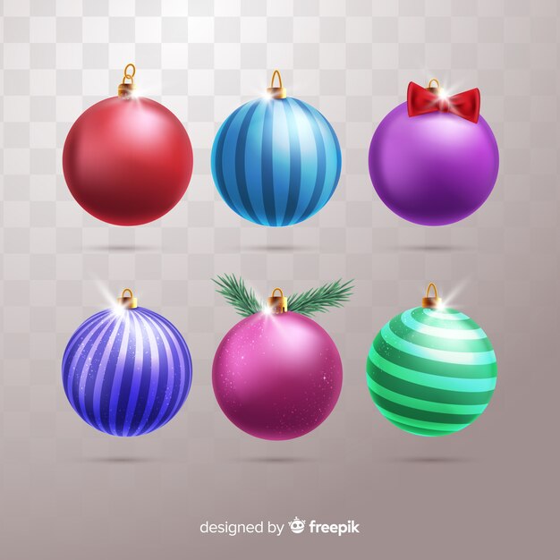 Bolas de navidad realistas sobre fondo simple