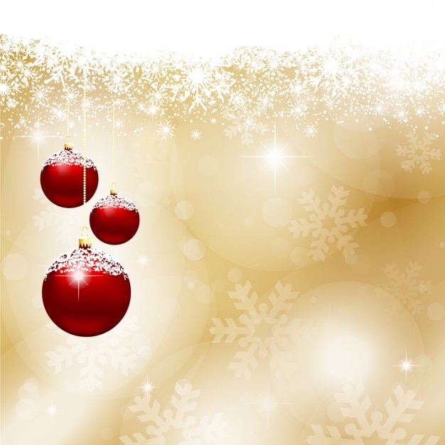 Bolas de navidad rojas sobre fondo dorado