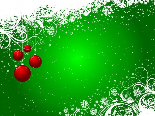 Vector gratuito bolas de navidad rojas sobre fondo verde
