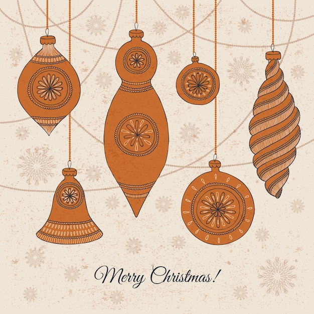 Vector gratuito bolas de navidad vintage colgantes