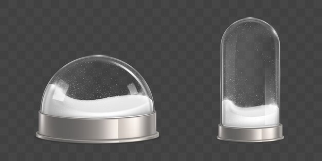 Bolas de nieve vacías con copos de nieve vector realista
