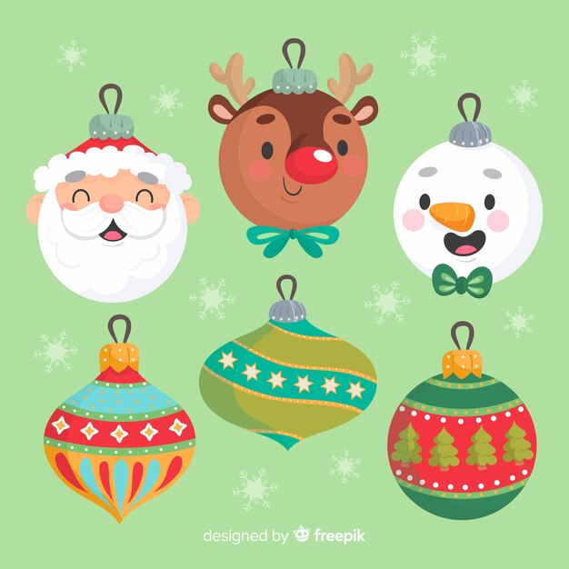 Bolas de personajes de avatar de navidad dibujados a mano