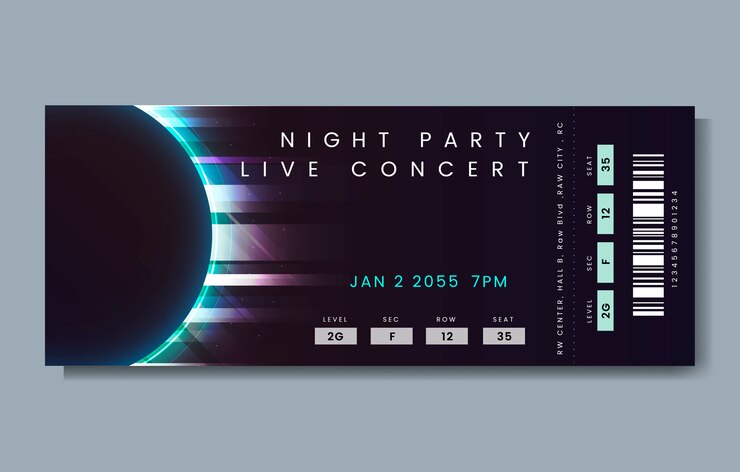Vector gratuito boleto de concierto en vivo
