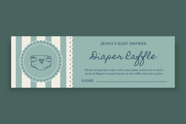 Boleto de rifa pequeño de pañal vintage lindo baby shower