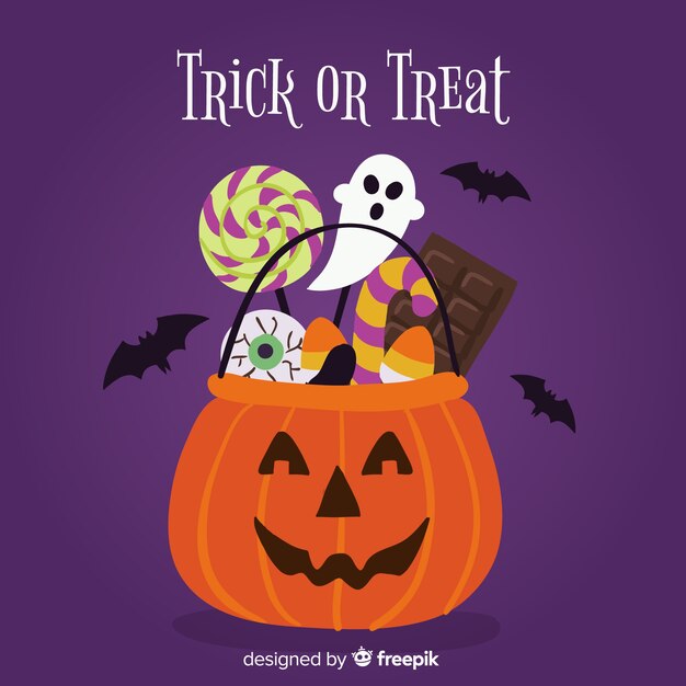 Bolsa de caramelos de halloween adorable dibujada a mano