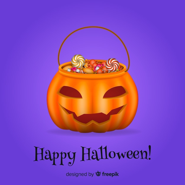 Bolsa de caramelos de halloween adorable con diseño realista