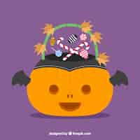 Vector gratuito bolsa de caramelos de halloween con estilo divertido