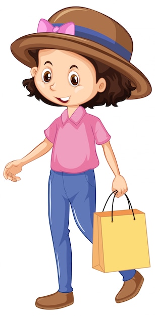 Una bolsa de compras de niña feliz