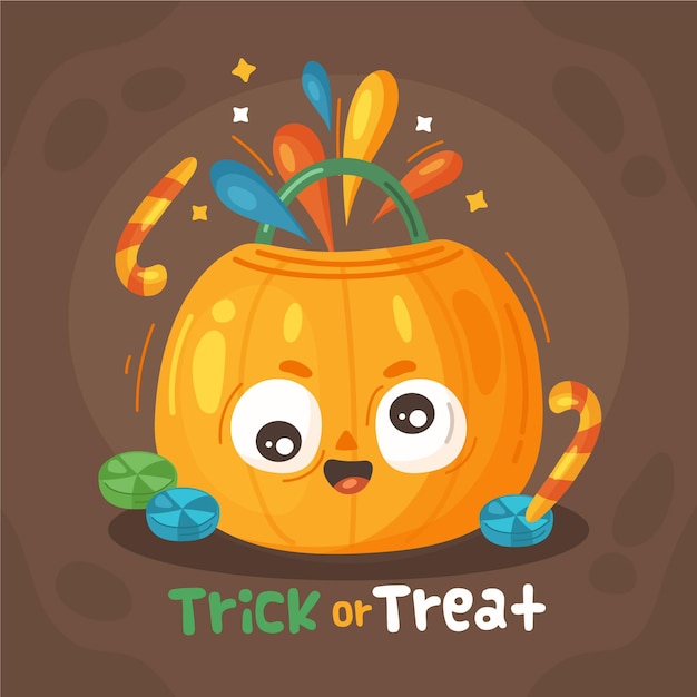 Vector gratuito bolsa de dulces de halloween dibujada a mano