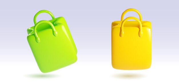 Bolsa de papel de tienda de renderizado 3D para vector aislado de regalo