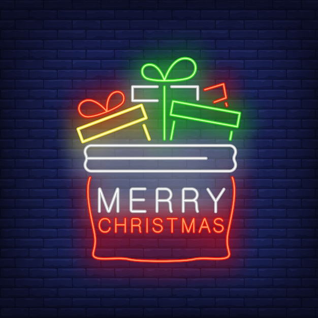 Bolsa de regalos de navidad en estilo neón