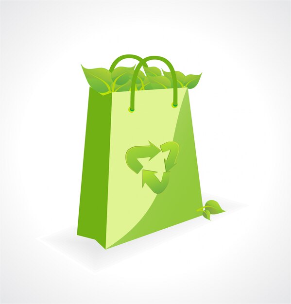 Bolsa verde con símbolo de reciclaje