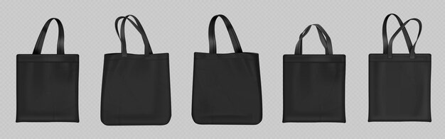 Bolsas negras colocadas sobre un fondo transparente