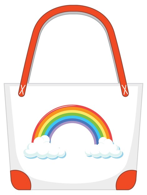 Un bolso blanco con estampado de arcoíris.
