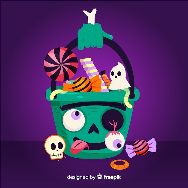 Vector gratuito bolso plano zombie divertido de halloween