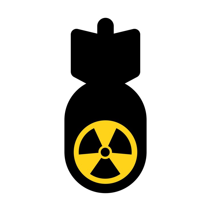 Vector gratuito bomba nuclear negra y amarilla