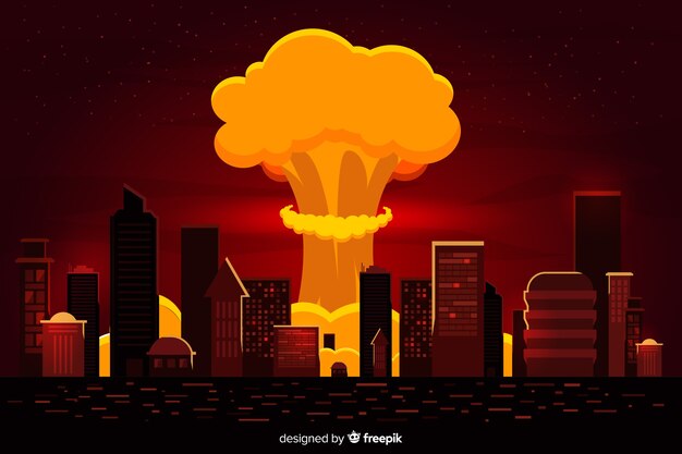 Bomba nuclear plana en una ciudad