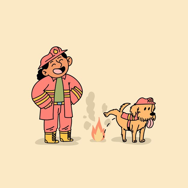 Bomberos de diseño plano apagando un incendio.