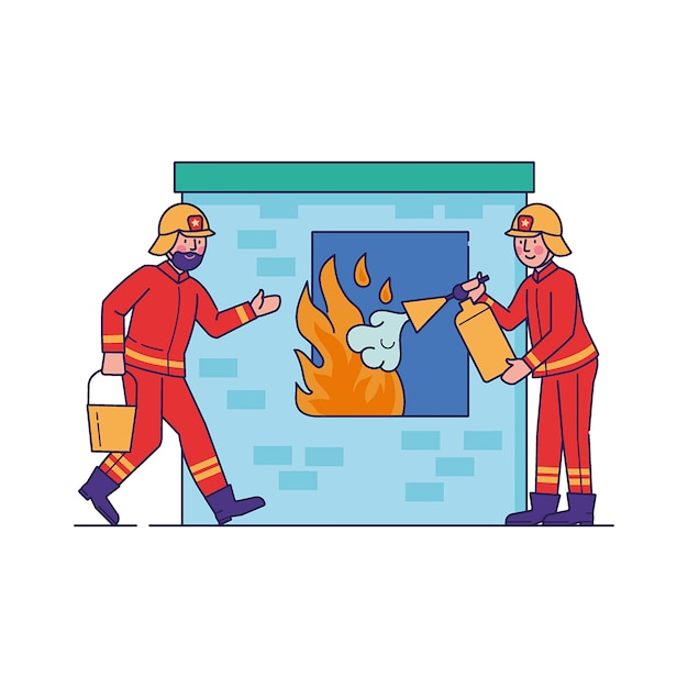 Los bomberos extinguen la llama a través de la ventana