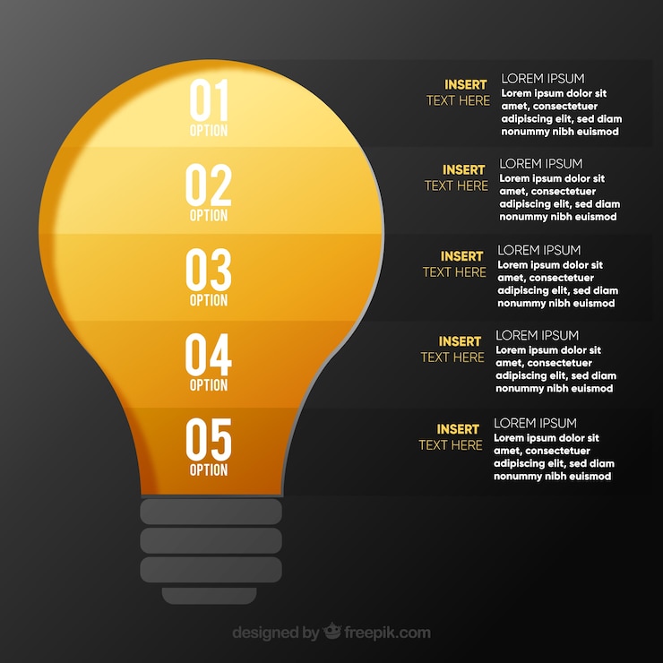Vector gratuito bombilla colorida de infografía en estilo plano