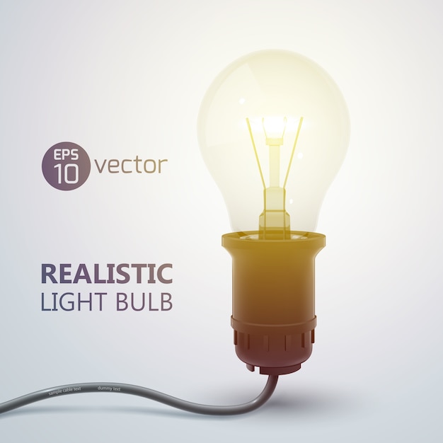 Vector gratuito bombilla de luz realista