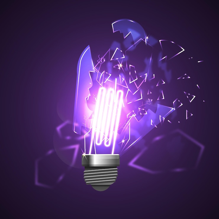 Vector gratuito bombilla de luz rota degradada