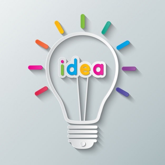 Bombilla con la palabra idea
