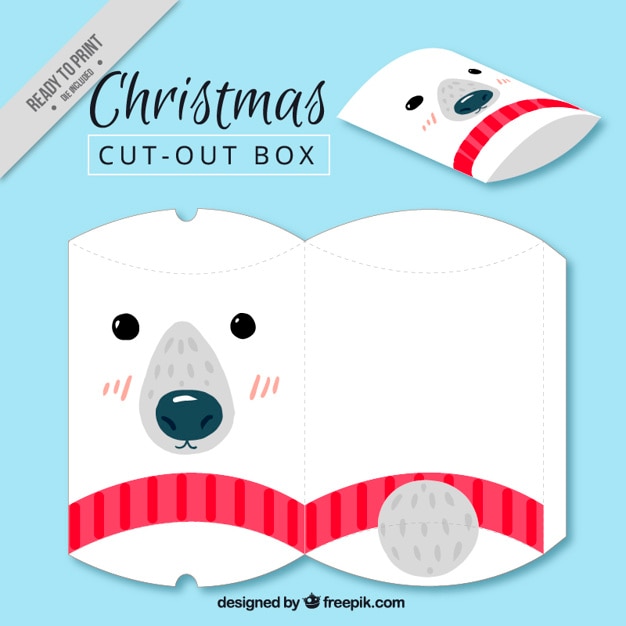 Vector gratuito bonita caja navideña de oso polar