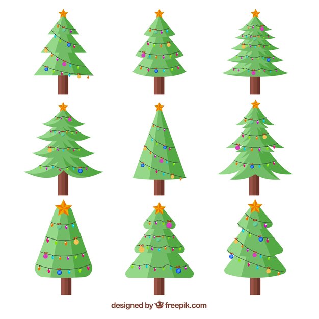 Bonita colección de árboles de navidad