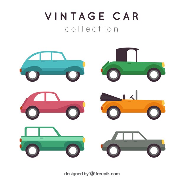Bonita colección de coches vintage de colores