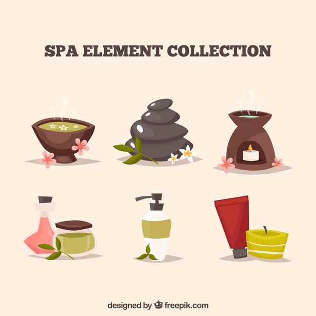 Bonita colección de elementos de spa